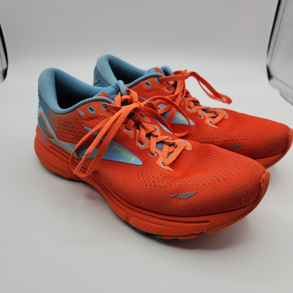 Brooks Ghost 15 Sneaker Mens US 9M Orange Blue Low Top Road Running Shoes Sample
